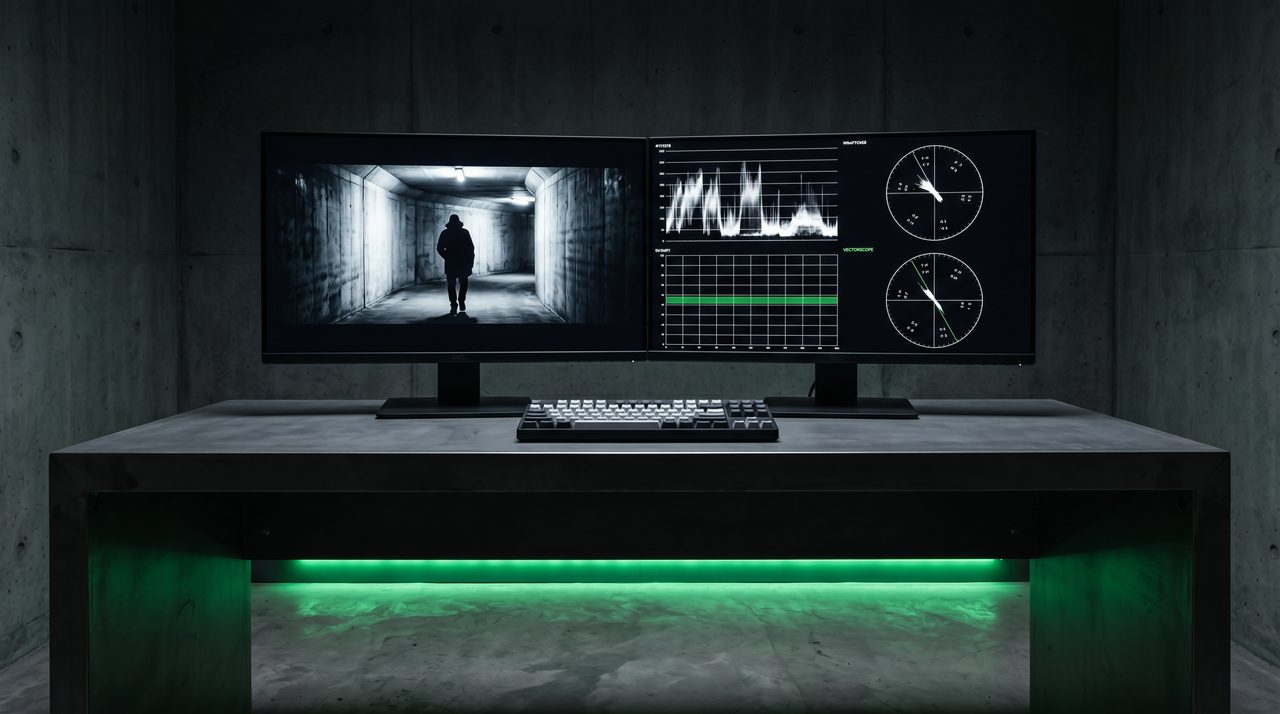 Studio montażowe z monitorem korekcji barwnej
